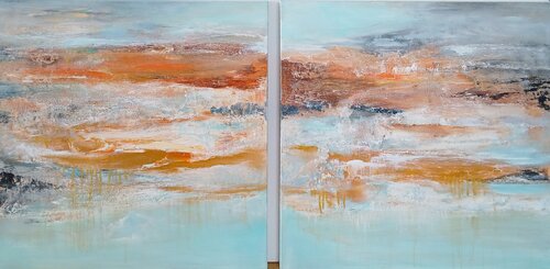 La mer opal, Duo 2x80cm di Cassia, Pittura in vendita su Singulart