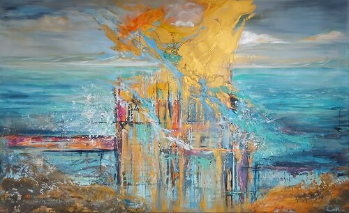 Golden Fluid time, 160 cm by Cassia, 회화 for Sale on Singulart