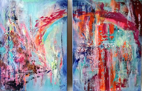 Mignight light I + II, Diptychon by Cassia, Painting for Sale on Singulart