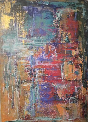 Deep colors  with gold by Cassia, Painting for Sale on Singulart