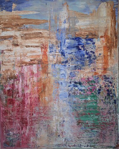 Red Sunset Abstract par Cassia, Peinture en vente sur Singulart