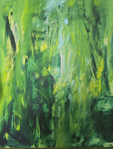 Green Jungle Abstract by Cassia, Painting for Sale on Singulart