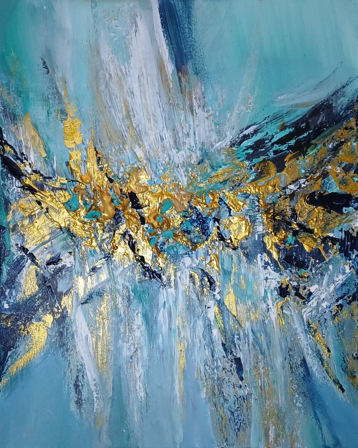 Turquoise doré Cassia Peinture originale à vendre