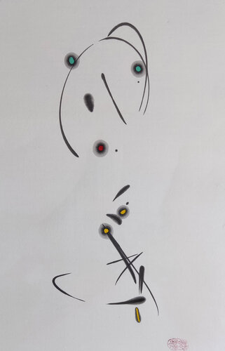 A little stubborn with strong curiosity di Min Zou, Pittura in vendita su Singulart