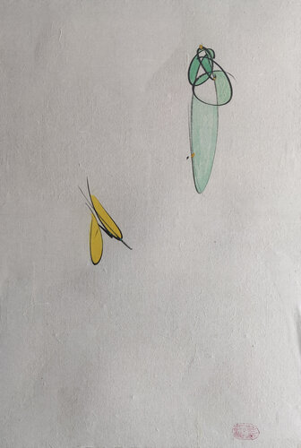 Green and Yellow di Min Zou, Pittura in vendita su Singulart