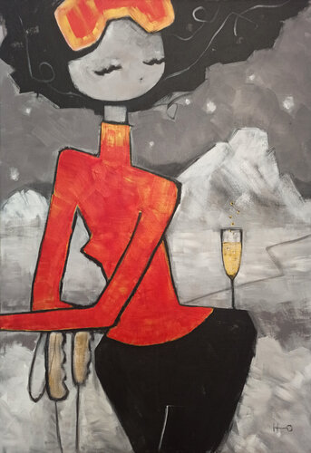 Montagne & Champagne van Eva Hidalgo, Schilderij te koop op Singulart