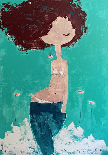 Bikini de rayas par Eva Hidalgo, Peinture en vente sur Singulart