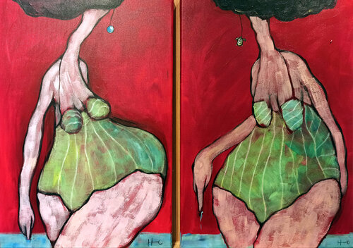 Ses Dones (Díptico) van Eva Hidalgo, Schilderij te koop op Singulart