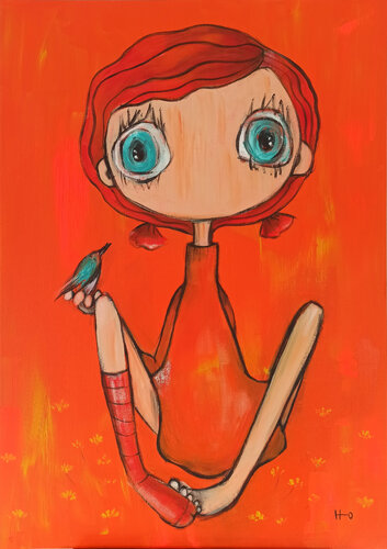Rouge gorge di Eva Hidalgo, Pittura in vendita su Singulart