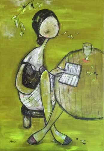 El libro y el olivo van Eva Hidalgo, Schilderij te koop op Singulart