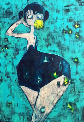 Gumgum yellow van Eva Hidalgo, Schilderij te koop op Singulart