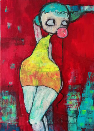 Gumgum yellow van Eva Hidalgo, Schilderij te koop op Singulart