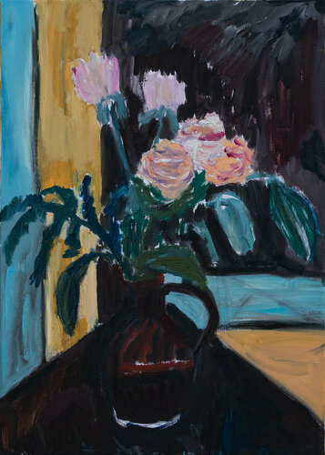 Le rose sul nero van Katia Demyanova, Schilderij te koop op Singulart