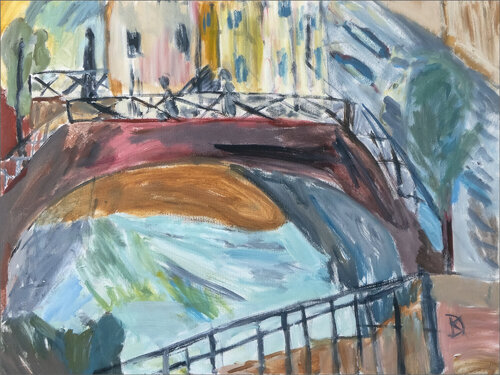 Milan. Bridge over the canal van Katia Demyanova, Schilderij te koop op Singulart