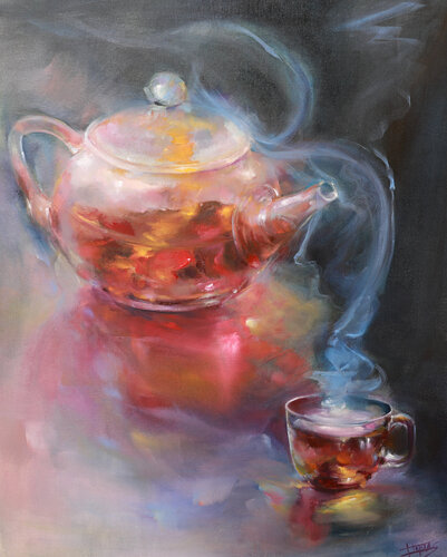 Aquel nostalgico té van Isabel Tapias, Schilderij te koop op Singulart