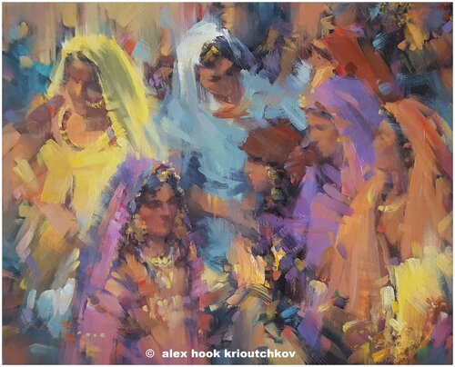 Colours of Festival. India di Alex Hook Krioutchkov, Pittura in vendita su Singulart