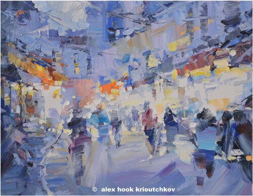 Montmartre at night VI di Alex Hook Krioutchkov, Pittura in vendita su Singulart