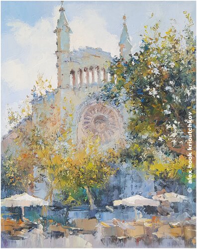 Soller cafe II van Alex Hook Krioutchkov, Schilderij te koop op Singulart