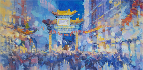 London's CHINATOWN at night II di Alex Hook Krioutchkov, Pittura in vendita su Singulart