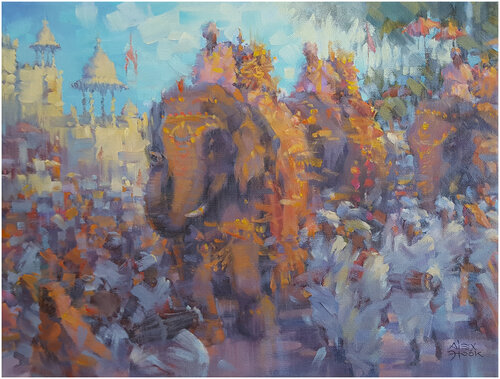 Hindu festival van Alex Hook Krioutchkov, Schilderij te koop op Singulart