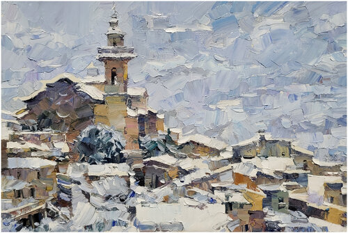 Snow in Valldemossa. Mallorca by Alex Hook Krioutchkov, Painting for Sale on Singulart