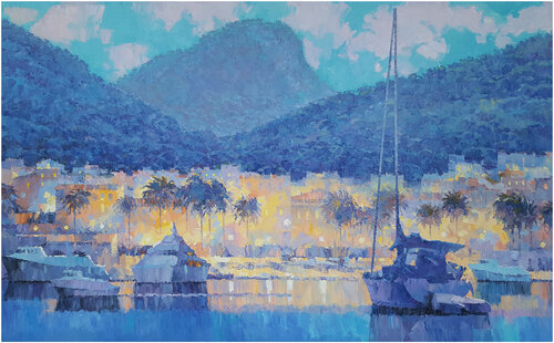 Puerto de Andratx at night. Mallorca by Alex Hook Krioutchkov, Painting for Sale on Singulart