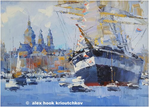 Sail Amsterdam XIII van Alex Hook Krioutchkov, Schilderij te koop op Singulart