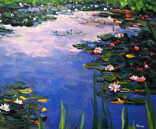 Water Lilies by Yuanyuan Liu, 油畫 for Sale on Singulart