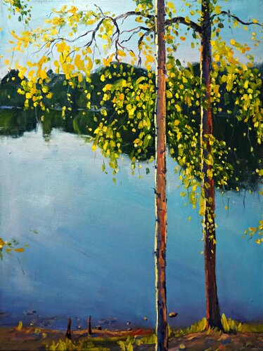 By the lake van Yuanyuan Liu, Schilderij te koop op Singulart