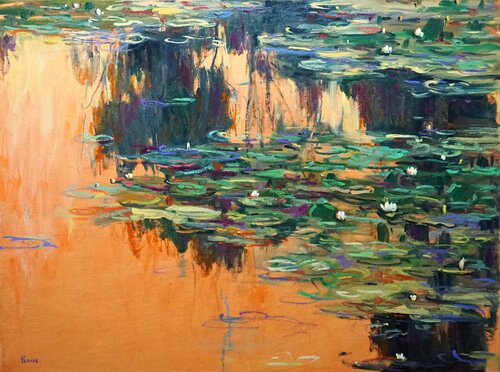 Water Lillies by Yuanyuan Liu, 油畫 for Sale on Singulart