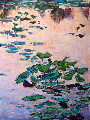 Lotus Leaves van Yuanyuan Liu, Schilderij te koop op Singulart