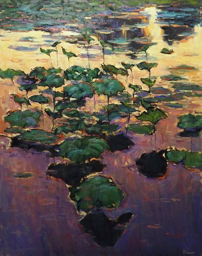 Lotus Leaves by Yuanyuan Liu, 회화 for Sale on Singulart