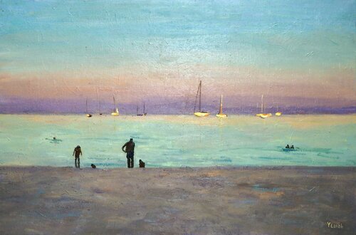 On the beach by Yuanyuan Liu, 회화 for Sale on Singulart
