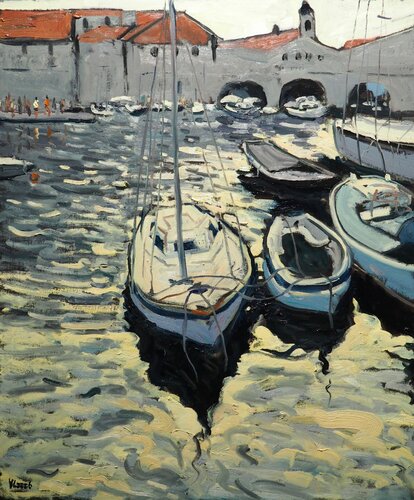 The city harbour in Dubrovnik van Yuanyuan Liu, Schilderij te koop op Singulart