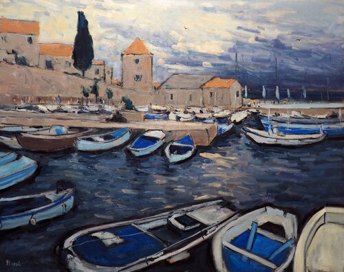 Harbour at dusk von Yuanyuan Liu, Malerei kaufen auf Singulart