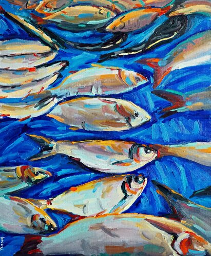 Fishes di Yuanyuan Liu, Pittura in vendita su Singulart
