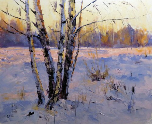 Winter birches van Yuanyuan Liu, Schilderij te koop op Singulart