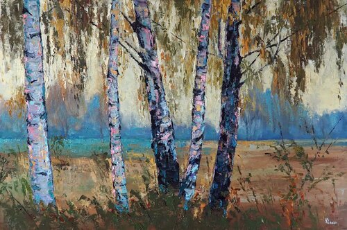 Autumn Birches di Yuanyuan Liu, Pittura in vendita su Singulart