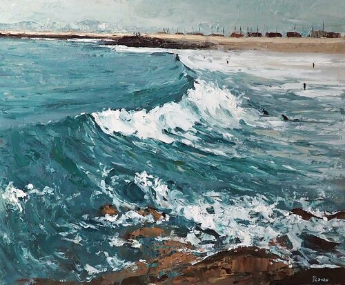 Costa Caparica beach di Yuanyuan Liu, Pittura in vendita su Singulart