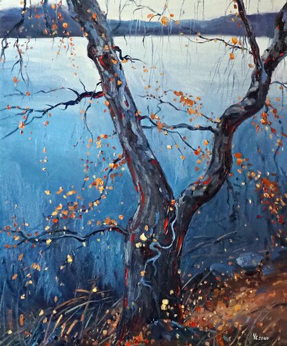 Autumn Birch di Yuanyuan Liu, Pittura in vendita su Singulart