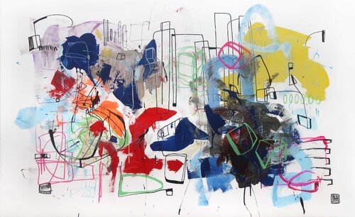 A279 Echoes of a Dismantled Grid by Damian Pavlovic Painting van D Pavlovic, Schilderij te koop op Singulart