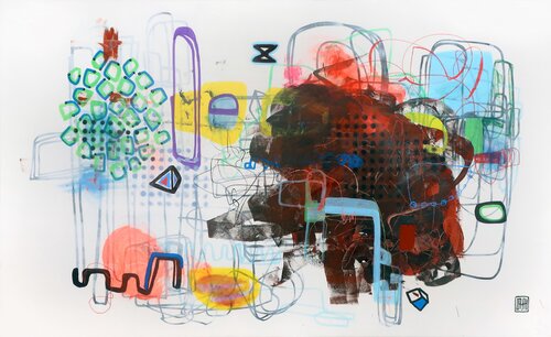 A295 Echoes of a Dismantled Grid by Damian Pavlovic Painting di D Pavlovic, Pittura in vendita su Singulart