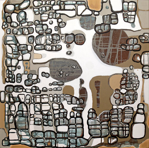 Cartography in White par Fernando Jaramillo, Peinture en vente sur Singulart