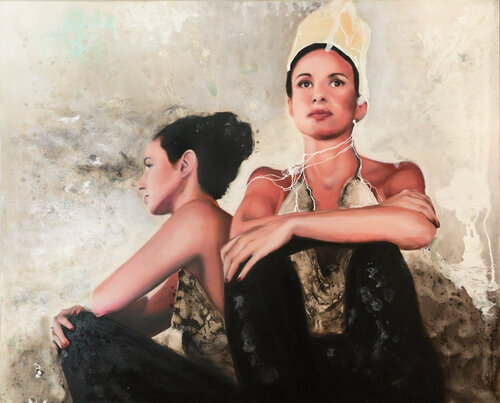 „view into two worlds“ Anna Demel, Künstlerin, Mentorin und Coach. van Marion Rauter, Schilderij te koop op Singulart