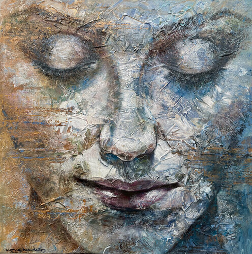 HIJO DE LA LUNA- woman portrait van Ilona Hendriks, Schilderij te koop op Singulart