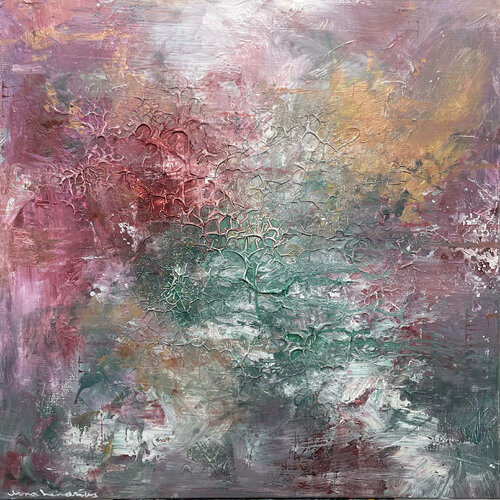 PINK MOON - left part 2 panel painting ( Horizon) von Ilona Hendriks, Malerei kaufen auf Singulart