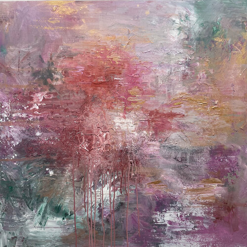 PINK MOON - right part 2 panel painting ( Horizon) von Ilona Hendriks, Malerei kaufen auf Singulart