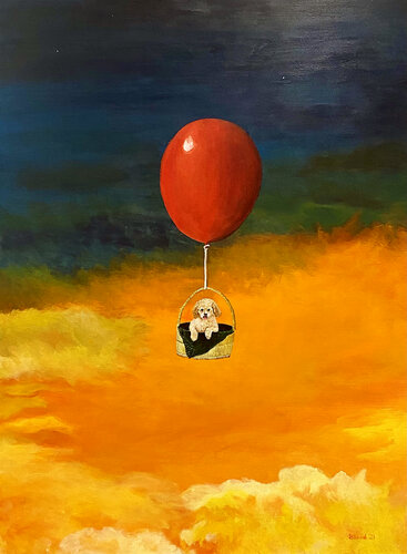 Pup, Up and Away by Tom Blood, 油畫 for Sale on Singulart