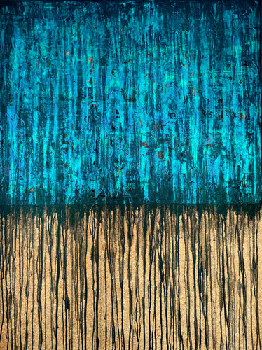 Black Blue Aqua No.1 (On Cork) von Carla Sá Fernandes, Malerei kaufen auf Singulart