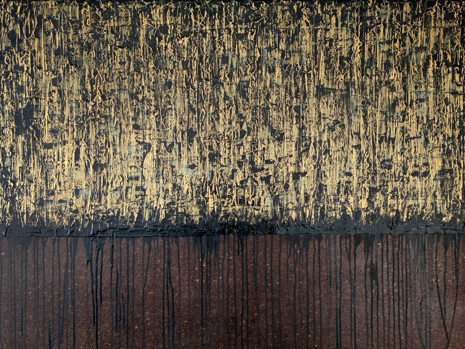 Black Gold No. 5 (On Cork) Carla Sá Fernandes Originalgemälde zu verkaufen